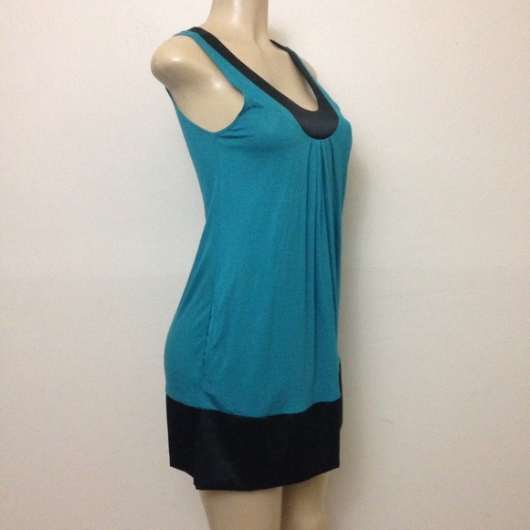Express Dresses & Skirts - Express Dress S Shift Teal Black Satiny Trim